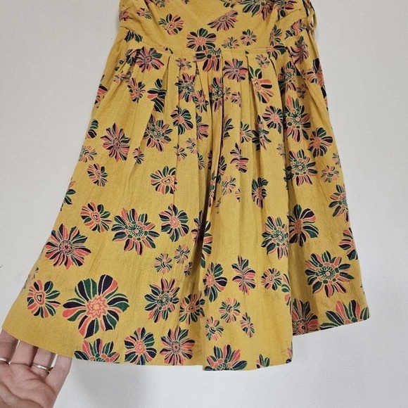 Free People Womens Indigo Molly Tunic Blouse Size XS Gilded Combo Yellow Floral - Picture 4 of 11